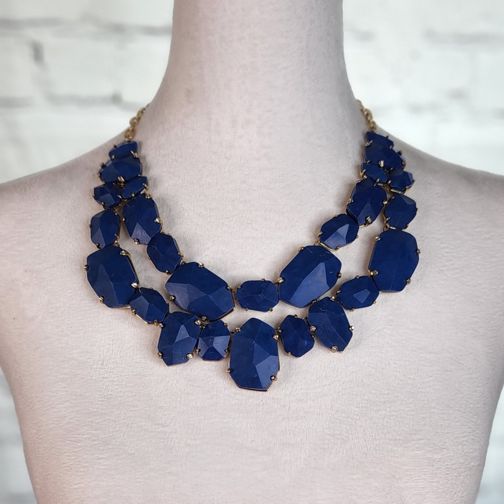 Kate Spade Blue Lapis Quarry Gems Double Drop Statement Necklace